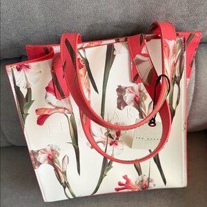 Ted Baker Cream and Pink Floral Tote